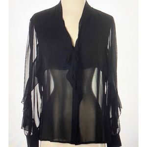 MINKPINK Sheet Button Down Blouse with Tie at Neck